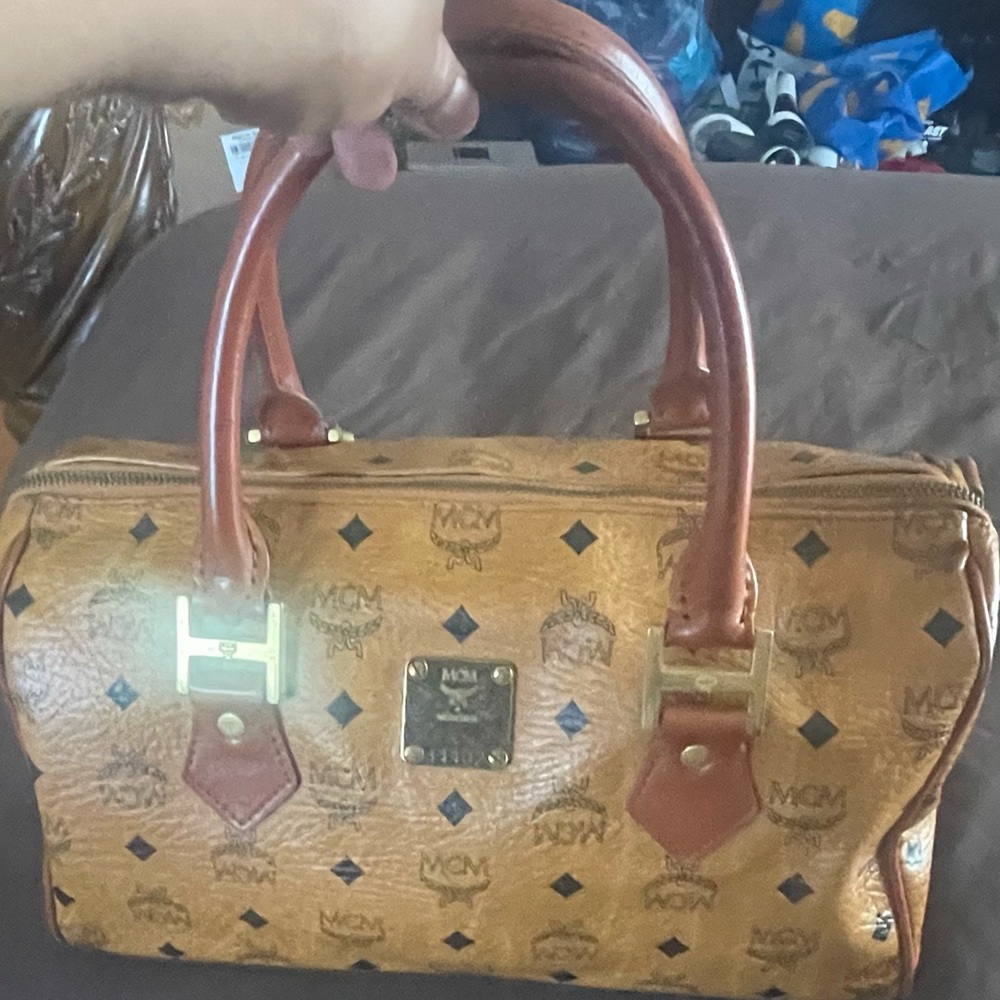 MCM Vintage Tan and Brown Satchel Bag